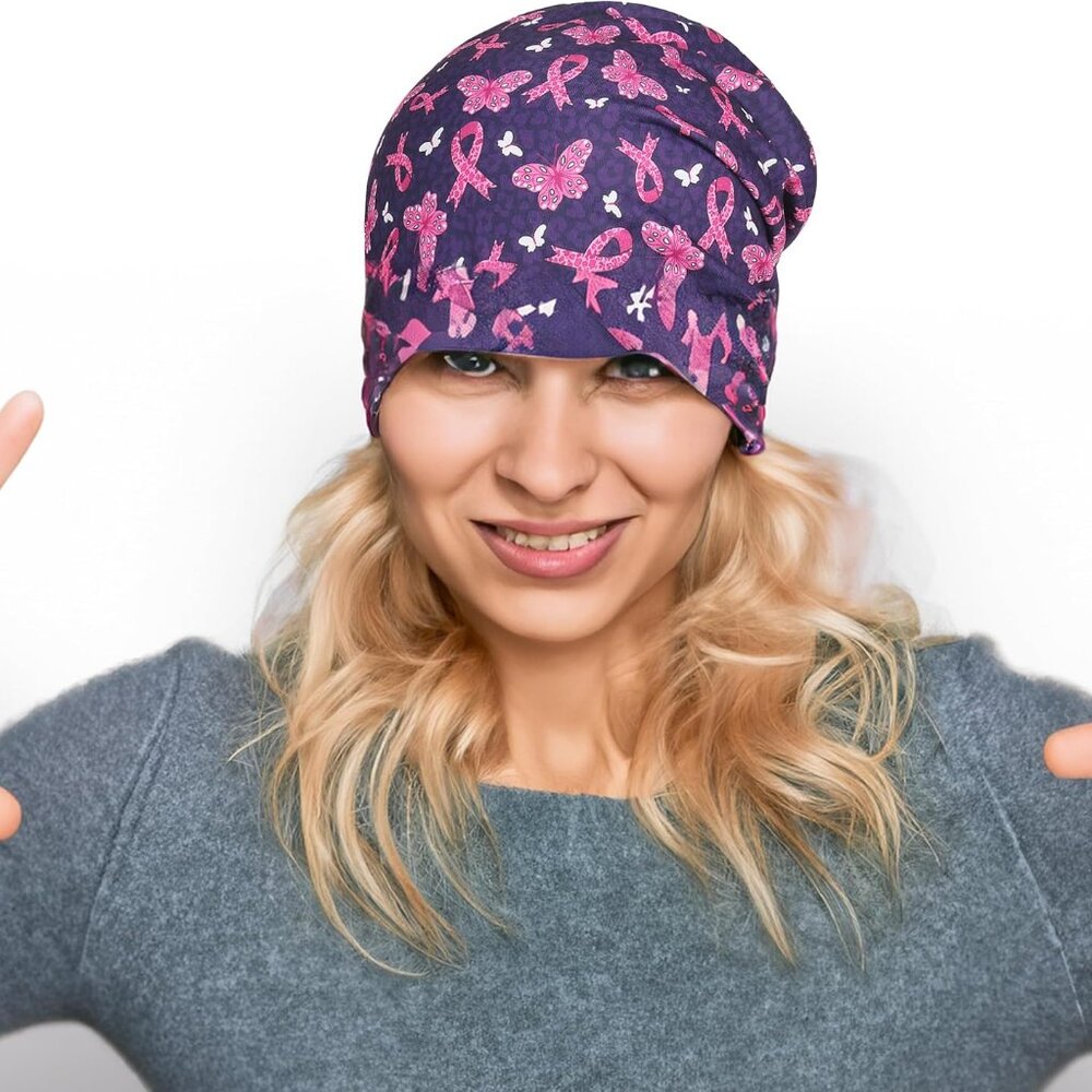 Sweet Heartwarming Breast Cancer Beanie Hat, Romantic Knitted Hat, Cancer Headwe - Picture 6 of 9